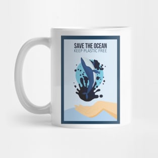 Save The Ocean Keep The Sea Plastic Free Turtle Scene Mug